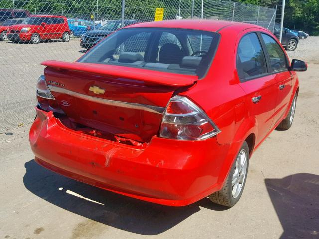 KL1TG56E19B608076 - 2009 CHEVROLET AVEO LT RED photo 4