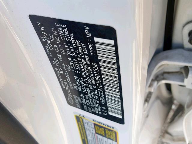 KM8J3CA26JU801356 - 2018 HYUNDAI TUCSON VAL WHITE photo 10