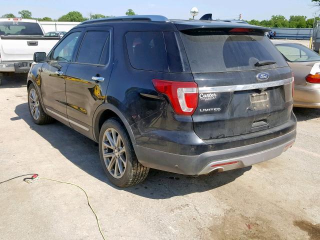 1FM5K7F87HGC27268 - 2017 FORD EXPLORER L BLACK photo 3