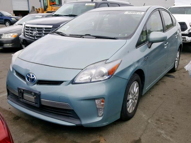 JTDKN3DP9C3021483 - 2012 TOYOTA PRIUS PLUG GREEN photo 2