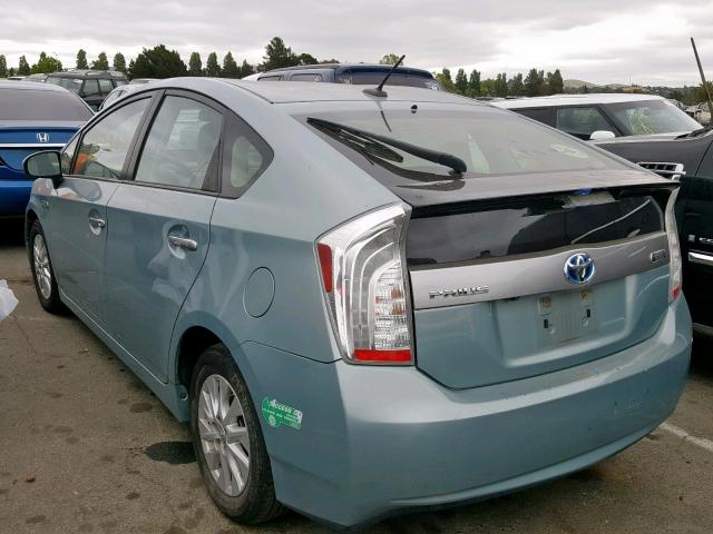 JTDKN3DP9C3021483 - 2012 TOYOTA PRIUS PLUG GREEN photo 3