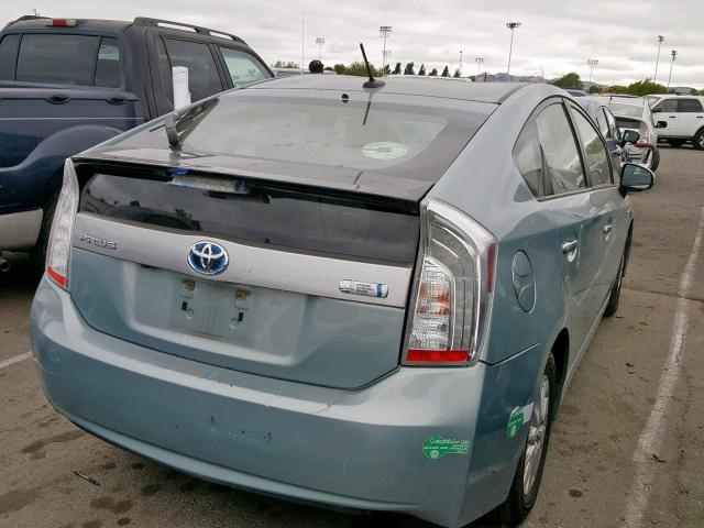 JTDKN3DP9C3021483 - 2012 TOYOTA PRIUS PLUG GREEN photo 4