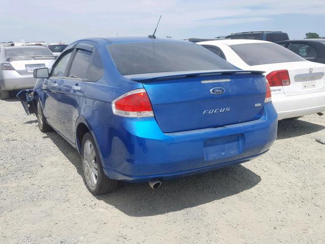 1FAHP3HN0AW242128 - 2010 FORD FOCUS SEL BLUE photo 3