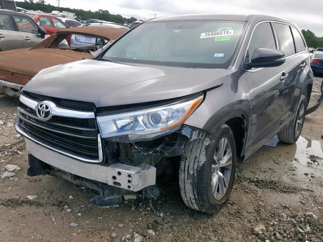 5TDZKRFH0FS115920 - 2015 TOYOTA HIGHLANDER BROWN photo 2