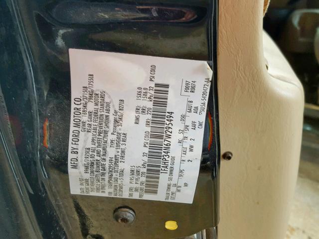 1FAHP34N67W295494 - 2007 FORD FOCUS ZX4 BLACK photo 10