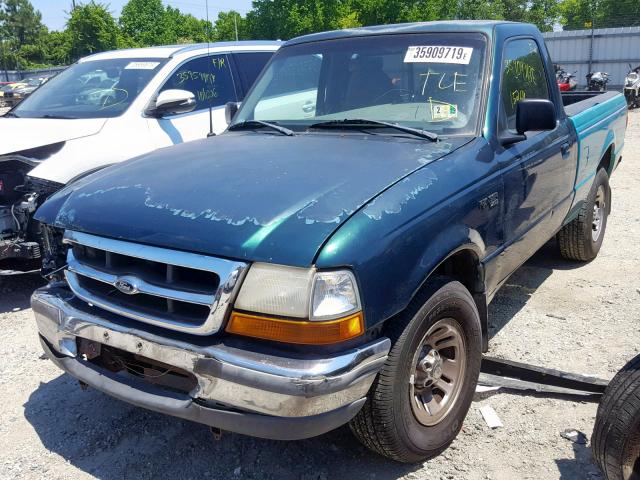 1FTYR10C5WTA66771 - 1998 FORD RANGER GREEN photo 2