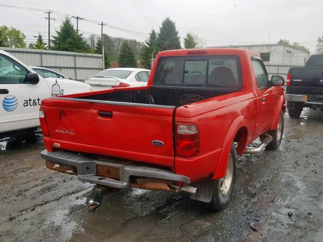1FTYR11U72TA57801 - 2002 FORD RANGER RED photo 4