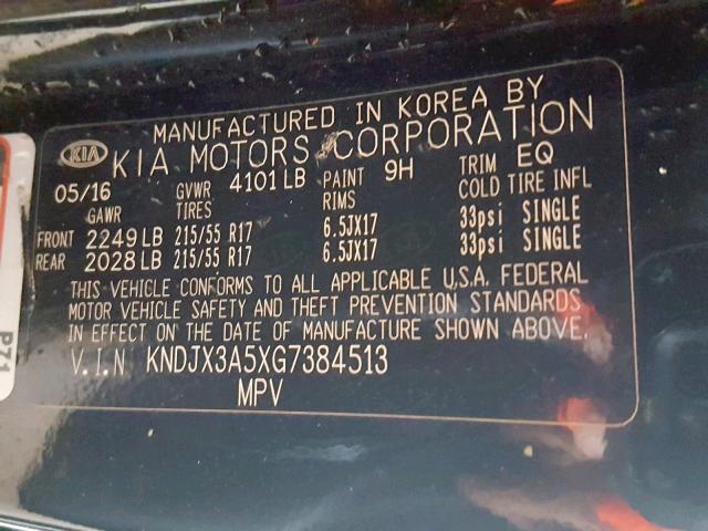 KNDJX3A5XG7384513 - 2016 KIA SOUL ! Qara foto 10