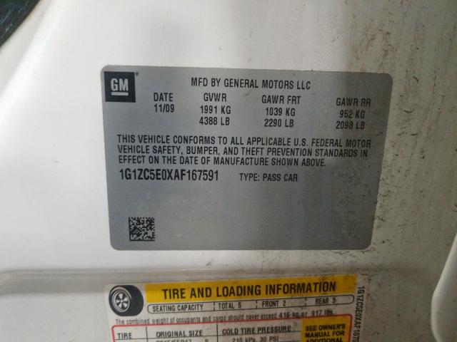 1G1ZC5E0XAF167591 - 2010 CHEVROLET MALIBU 1LT  照片 10