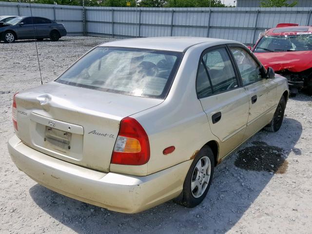 KMHCG45C22U333908 - 2002 HYUNDAI ACCENT GL GOLD photo 4