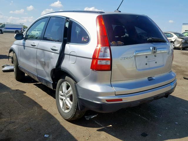 JHLRE4H70AC011133 - 2010 HONDA CR-V EXL SILVER photo 3