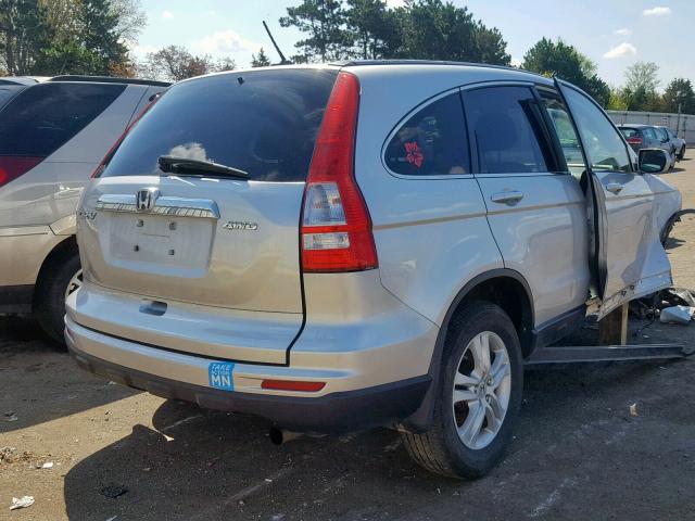 JHLRE4H70AC011133 - 2010 HONDA CR-V EXL SILVER photo 4