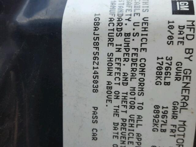 1G8AJ58F56Z145038 - 2006 SATURN ION LEVEL GRAY photo 10