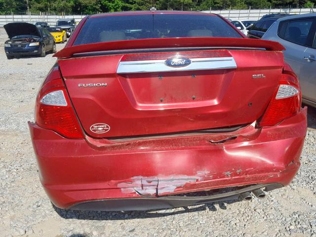 3FAHP0JA6BR131772 - 2011 FORD FUSION SEL RED photo 9