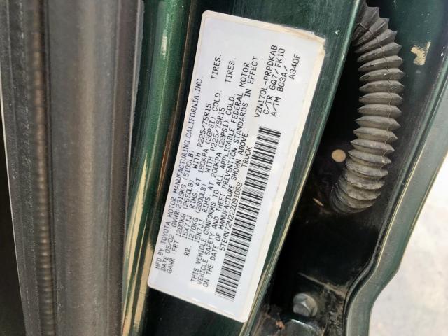 5TEHN72N22Z091068 - 2002 TOYOTA TACOMA DOU GREEN photo 10