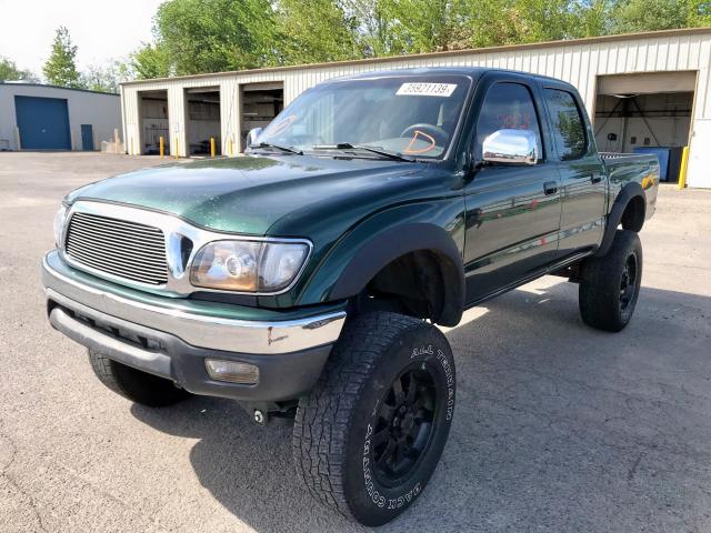 5TEHN72N22Z091068 - 2002 TOYOTA TACOMA DOU GREEN photo 2