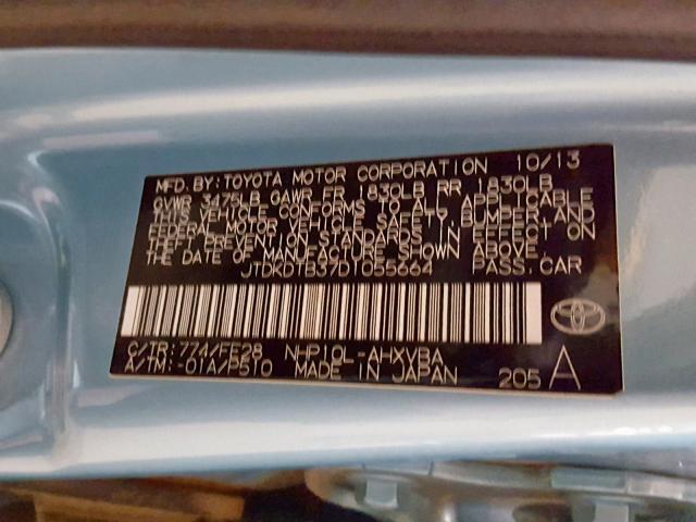 JTDKDTB37D1055664 - 2013 TOYOTA PRIUS C BLUE photo 10