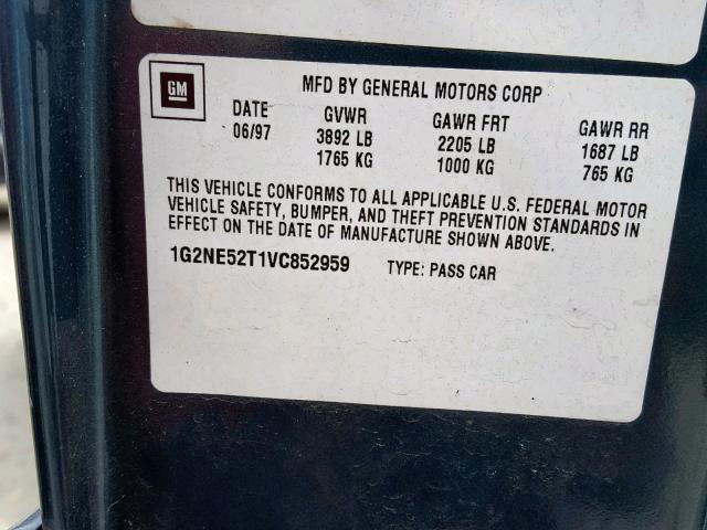 1G2NE52T1VC852959 - 1997 PONTIAC GRAND AM S BLUE photo 10