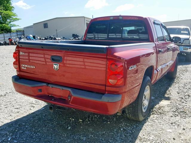 1D7HW48K98S594320 - 2008 DODGE DAKOTA QUA BURGUNDY photo 4