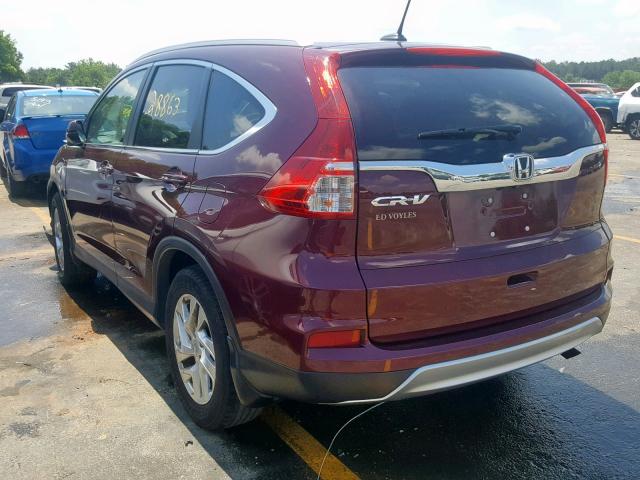 2HKRM3H76GH562335 - 2016 HONDA CR-V EXL BURGUNDY photo 3