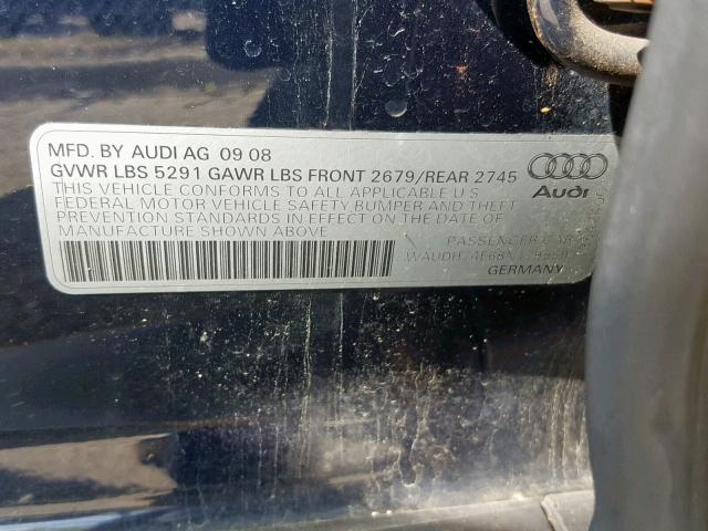 WAUDH74F68N179559 - 2008 AUDI A6 3.2 QUA BLUE photo 10