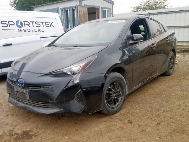 JTDKBRFU1H3051177 - 2017 TOYOTA PRIUS BLACK photo 2