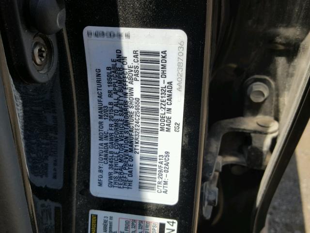 2T1KR32E24C256550 - 2004 TOYOTA COROLLA MA BLACK photo 10