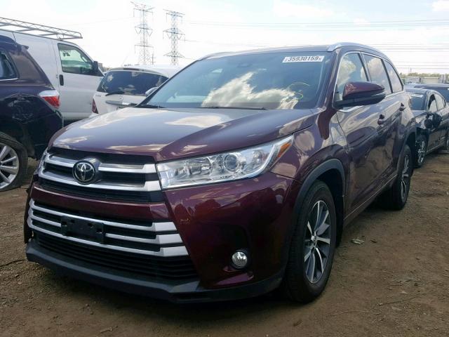 5TDJZRFH1HS379384 - 2017 TOYOTA HIGHLANDER MAROON photo 2