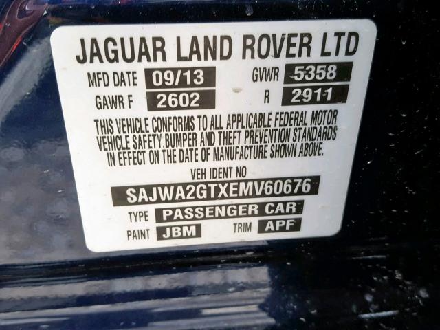 SAJWA2GTXEMV60676 - 2014 JAGUAR XJL SUPERC BLUE photo 10