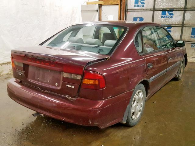 4S3BE635017210806 - 2001 SUBARU LEGACY L BURGUNDY photo 4