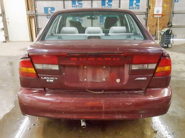 4S3BE635017210806 - 2001 SUBARU LEGACY L BURGUNDY photo 9