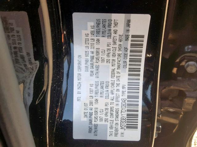 JM3TB38Y170108048 - 2007 MAZDA CX-9 BLACK photo 10