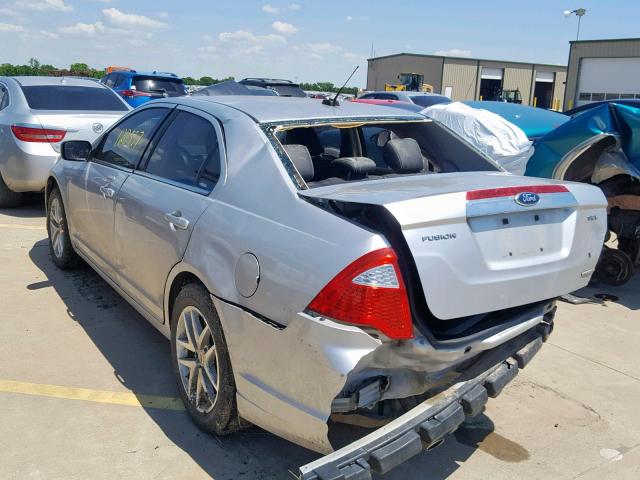 3FAHP0JG2BR186093 - 2011 FORD FUSION SEL SILVER photo 3