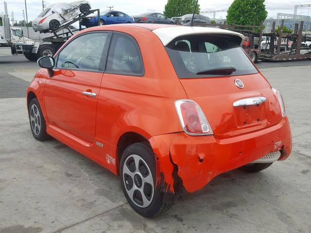 3C3CFFGE5HT598251 - 2017 FIAT 500 ELECTR ORANGE photo 3