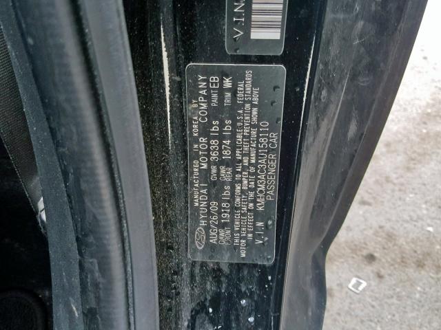 KMHCM3AC3AU158110 - 2010 HYUNDAI ACCENT BLU BLACK photo 10