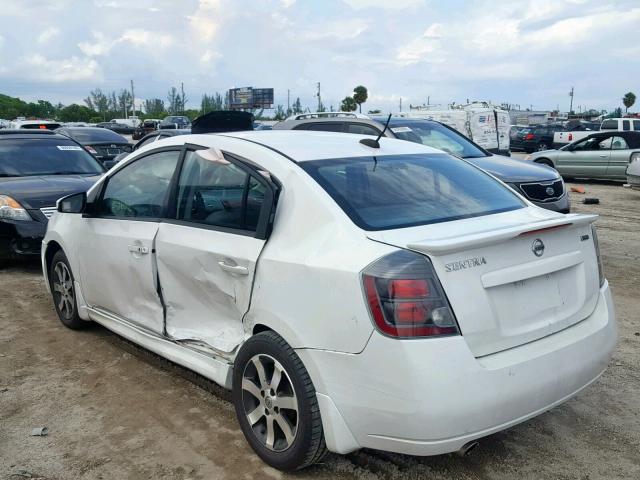 3N1AB6AP8CL650606 - 2012 NISSAN SENTRA 2.0 WHITE photo 3