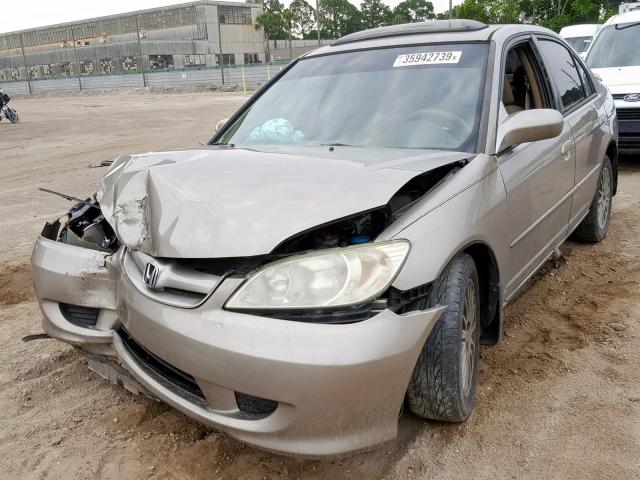 2HGES267X5H601369 - 2005 HONDA CIVIC EX GOLD photo 2