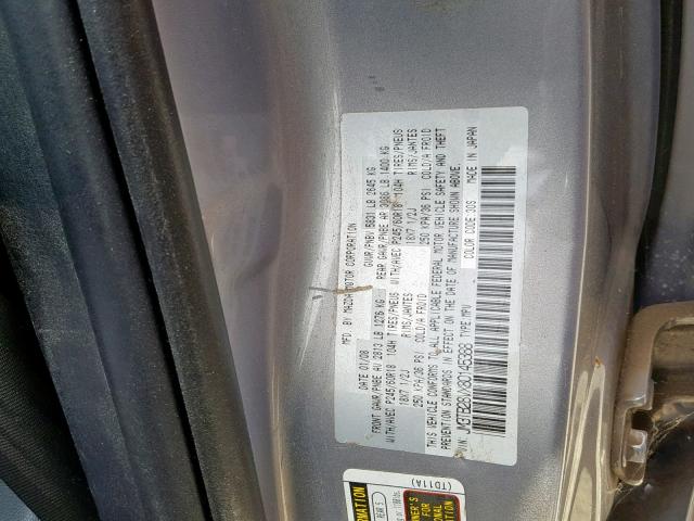 JM3TB28VX80145388 - 2008 MAZDA CX-9 SILVER photo 10