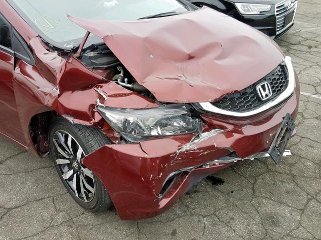 19XFB2F98EE266466 - 2014 HONDA CIVIC EXL BURGUNDY photo 9