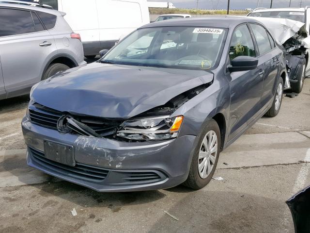 3VW2K7AJ0BM091562 - 2011 VOLKSWAGEN JETTA BASE GRAY photo 2