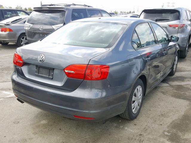 3VW2K7AJ0BM091562 - 2011 VOLKSWAGEN JETTA BASE GRAY photo 4