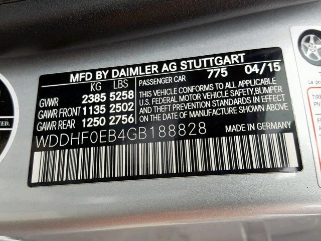 WDDHF0EB4GB188828 - 2016 MERCEDES-BENZ E 250 BLUE SILVER photo 10