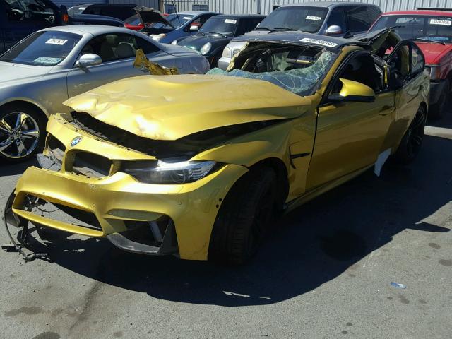 WBS3C9C59FP803303 - 2015 BMW M3 YELLOW photo 2