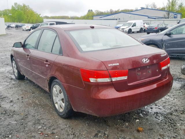 5NPET46C58H386810 - 2008 HYUNDAI SONATA BURGUNDY photo 3