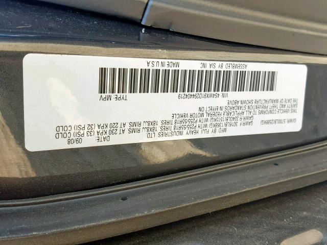 4S4WX91D294404219 - 2009 SUBARU TRIBECA GRAY photo 10