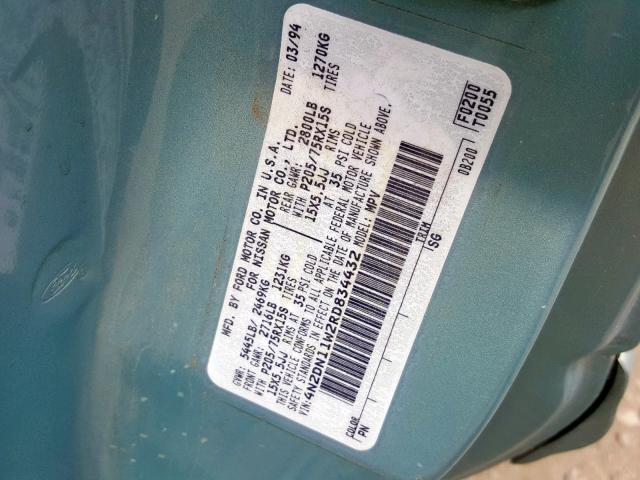 4N2DN11W2RD834432 - 1994 NISSAN QUEST XE BLUE photo 10