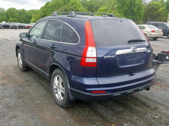 5J6RE4H72AL082177 - 2010 HONDA CR-V EXL BLUE photo 3