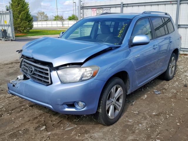 JTEDS43AX82008187 - 2008 TOYOTA HIGHLANDER BLUE photo 2