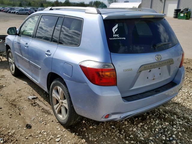 JTEDS43AX82008187 - 2008 TOYOTA HIGHLANDER BLUE photo 3