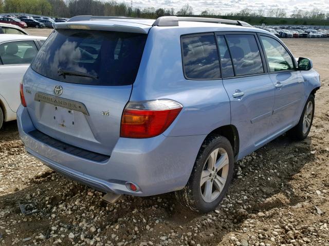 JTEDS43AX82008187 - 2008 TOYOTA HIGHLANDER BLUE photo 4